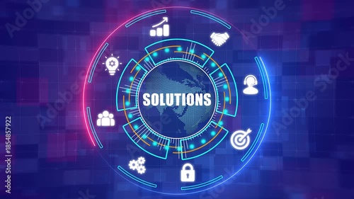 Modern Enterprise Business Solutions and Strategic Technology HUD - 4K