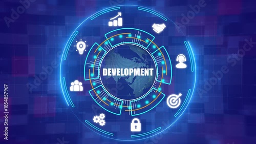 Software Development Infrastructure and Digital Transformation HUD Concept - 4K