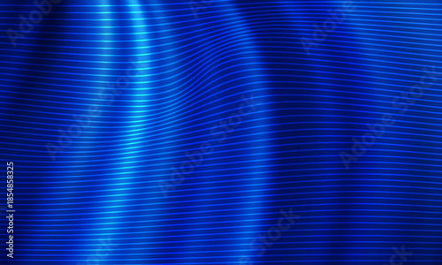 blue background features flowing, illuminated lines forming gentle waves. Evokes motion, depth, and modernity; versatile for overlays and presentations.