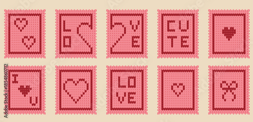 Knitted Valentine Heart Stamp Set in Cozy Handmade Style
