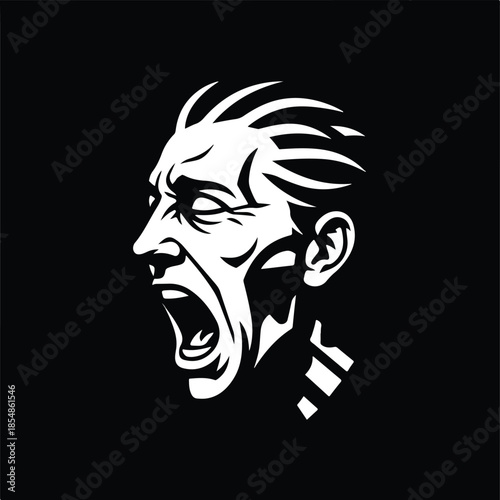 Stylized Illustration of a Man Screaming in Anguish.