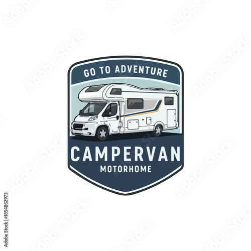 Modern Campervan Motorhome Adventure Badge Logo – Perfect for Travel, Road Trip, and Outdoor Lifestyle Brands