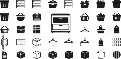 Modern clothing store icons set