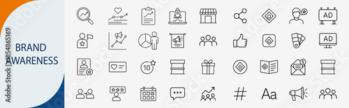 brand awareness and marketing icons, minimal monoline vector set design