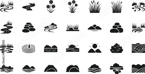 Nature elements icon set