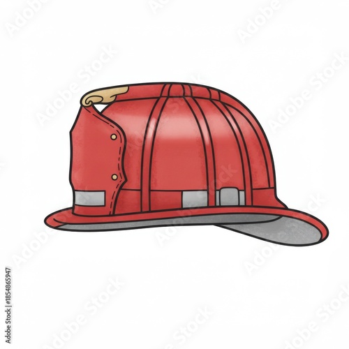 Isolated Red Firefighter Helmet Safety Equipment for Emergency Service Render
