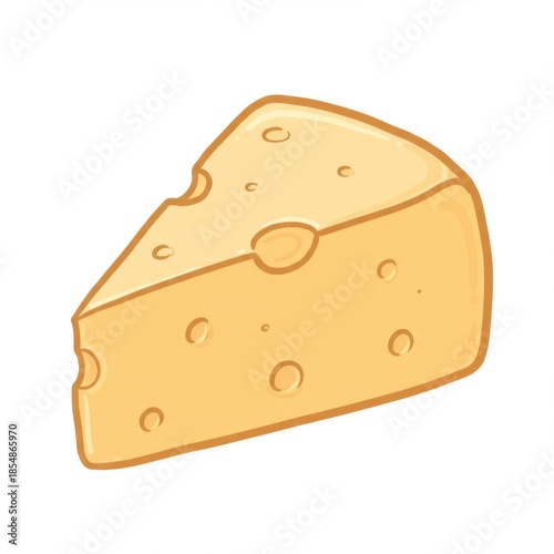Triangular Cheese Cartoon Illustration Featuring Yellow Color and Holes on White Background