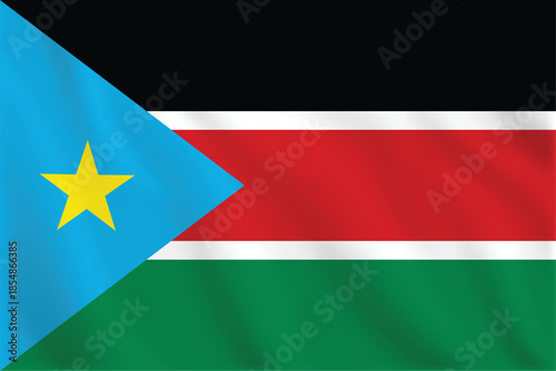 3d illustration waving flag of South Sudan. Vector flag of South Sudan. Symbol of South Sudan.