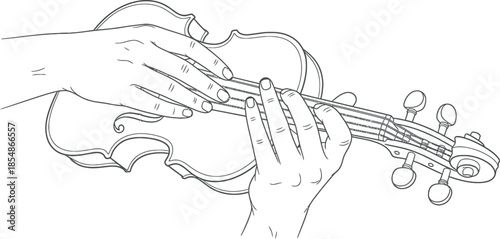 Violinist hands playing music instrument