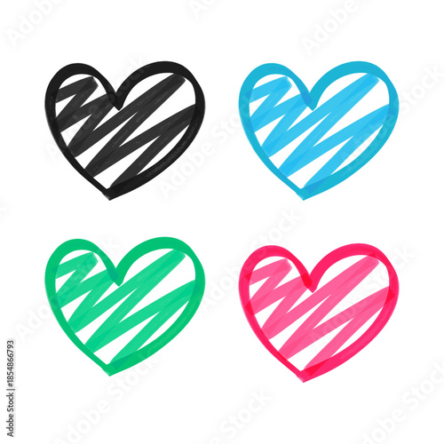 手描き風ハートのアイコンセット/Hand Drawn Heart Icon Set