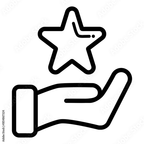 星評価を表す手のアウトラインアイコン /Star Rating Hand Outline Icon