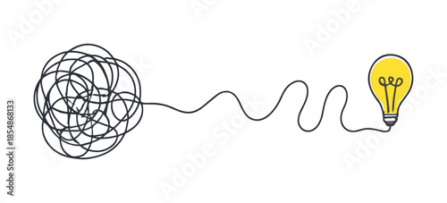 Complex Messy Connected Lines – Chaos to Clarity Problem-Solving Vector Illustration