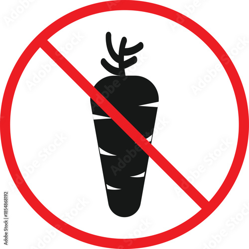no carrot icon set . Vegetable prohibition symbols. Carrot forbidden graphic. Food restriction and allergy signs. Health and nutrition sign

