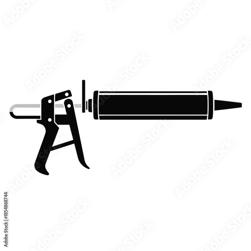 Black and white illustration of a caulking gun a tool for sealing silhouette