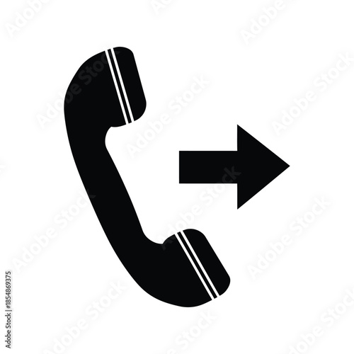 Black phone handset and arrow icon combination a communication symbol silhouette