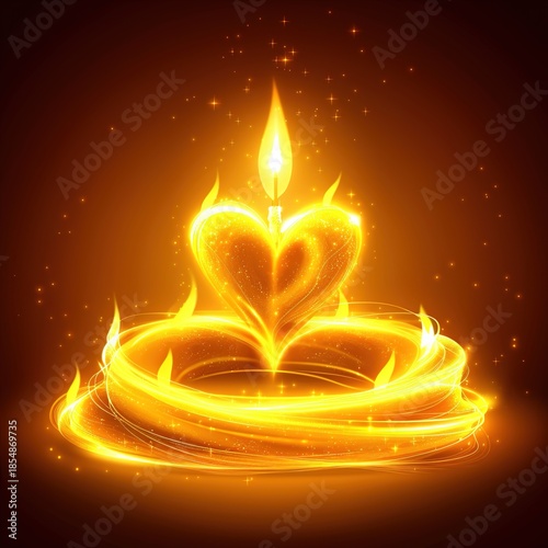 Glowing Heart Candle with Light Trails