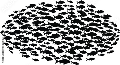 Large group of black birds flying together in a murmuration