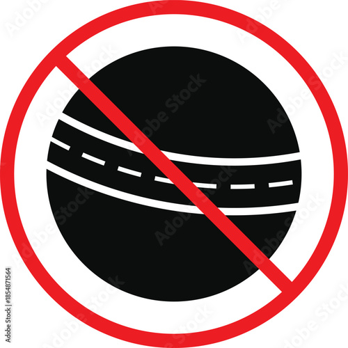 no Cricket ball icon. Cricket  ball prohibition symbols. No sports play graphic design. Game restriction and safety signs
