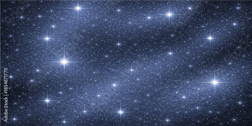 An abstract blue night sky universe background featuring a dark starry galaxy nebula and bright cosmic light starfield illustration