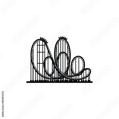Intricate roller coaster design with looping tracks and detailed structure a striking silhouette