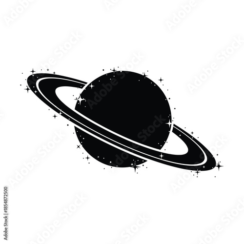 A striking depiction of saturn and stars a minimalistic space scene silhouette
