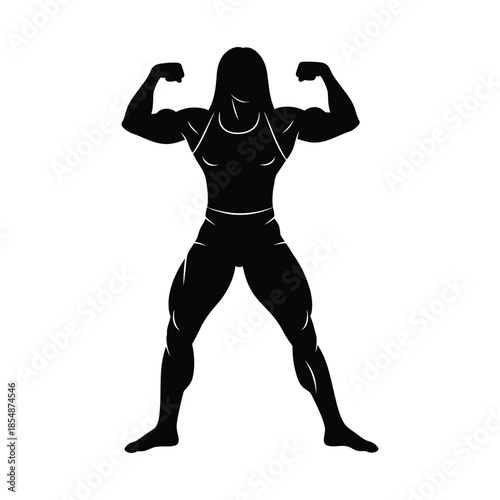 A muscular person flexing their biceps showcasing strength and fitness a striking silhouette