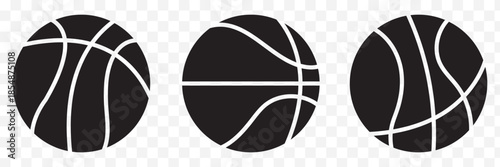 Basketball ball icons set. Basketball ball isolated icon. Black basketball symbols. Vector illustration. EPS 10.