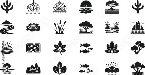 Nature elements icon set