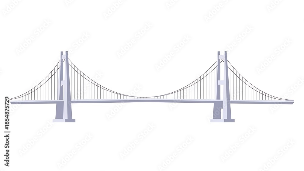 Fototapeta premium Suspension bridge illustration on white background vector design