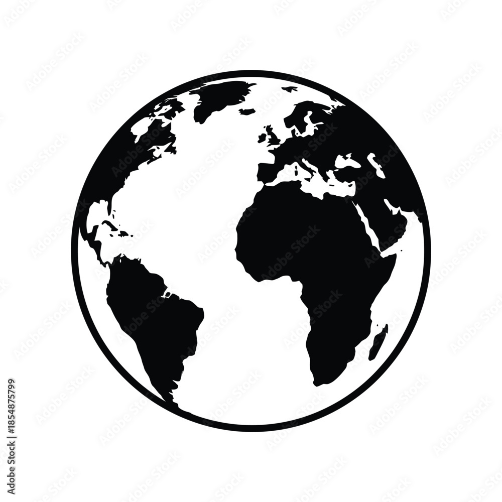 Naklejka premium A striking black and white image depicting the earth in a circular form silhouette