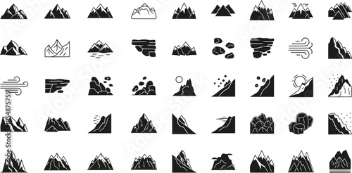 Mountain range icons set