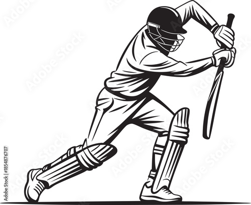 A dynamic sketch of a cricket batsman preparing to hit the ball