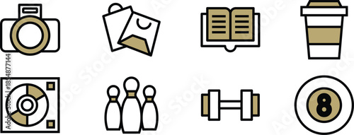 Icon Pack Hobby activities, Painting, drawing, sculpting, photography with Editable Components for Website Design, Application, UI UX and Digital Asset