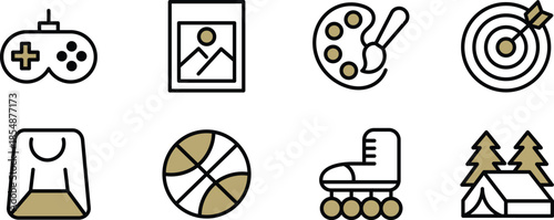 Icon Pack Hobby activities, writing, blogging, poetry, musical instruments with Editable Components for Website Design, Application, UI UX and Digital Asset