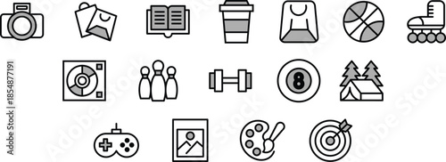 Large Icon Pack Hobby activities with Editable Components for Website Design, Application, UI UX and Digital Asset