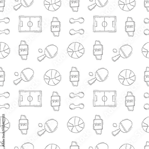 Hand drawn sport seamless pattern background