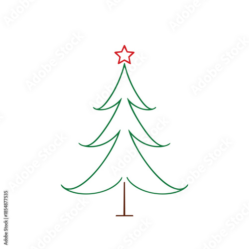 Elegant Line Art Christmas Tree with Star – Minimal Holiday Design