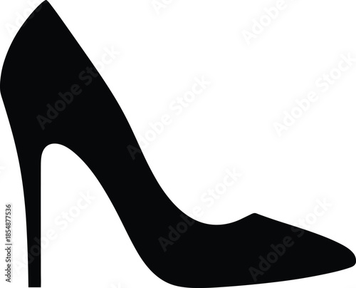 Elegant black silhouette of a ladies high heel stiletto shoe vector illustration isolated for fashion boutiques, footwear shops, and beauty design concepts.