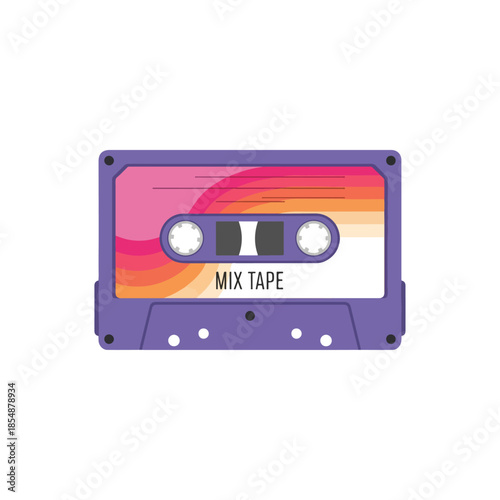 Vibrant Purple Cassette Tape With Sunset Label.