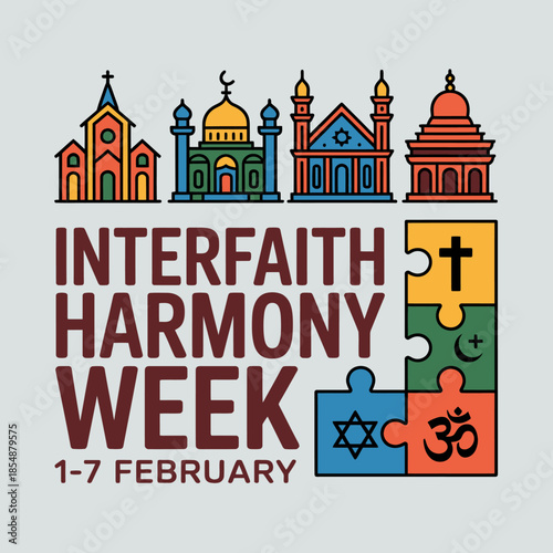 World Interfaith Harmony Week 1- 7 Stock Vector