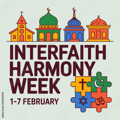 World Interfaith Harmony Week 1- 7 Stock Vector