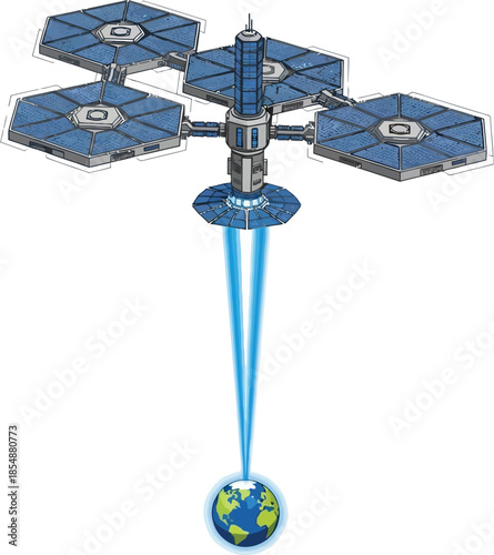 Space Based Solar Power Station Beaming Energy