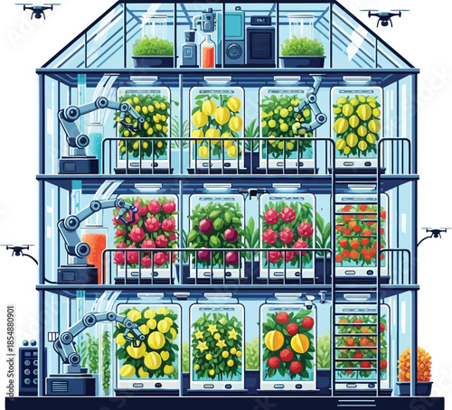 Automated Vertical Farm Greenhouse Technology