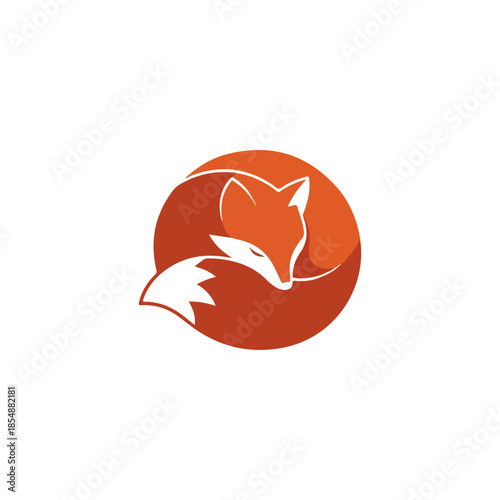 Fox Logo Emblem Within Orange Circle.