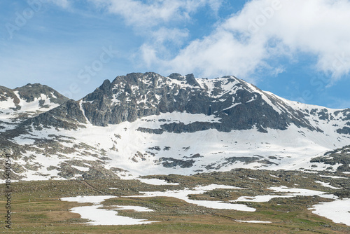 Snow melting in the Ovit Plateau in Rize. Snow turning into streams in autumn. Glaciers melting in spring. A view of snow and streams on a sunny day. Ovit Pass. Magnificent views from the Ovit Plateau