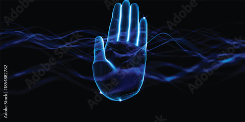 An abstract blue background loop featuring glowing plasma energy and electric wave motion creates a science-inspired design with a light smoke glow and an alpha channel