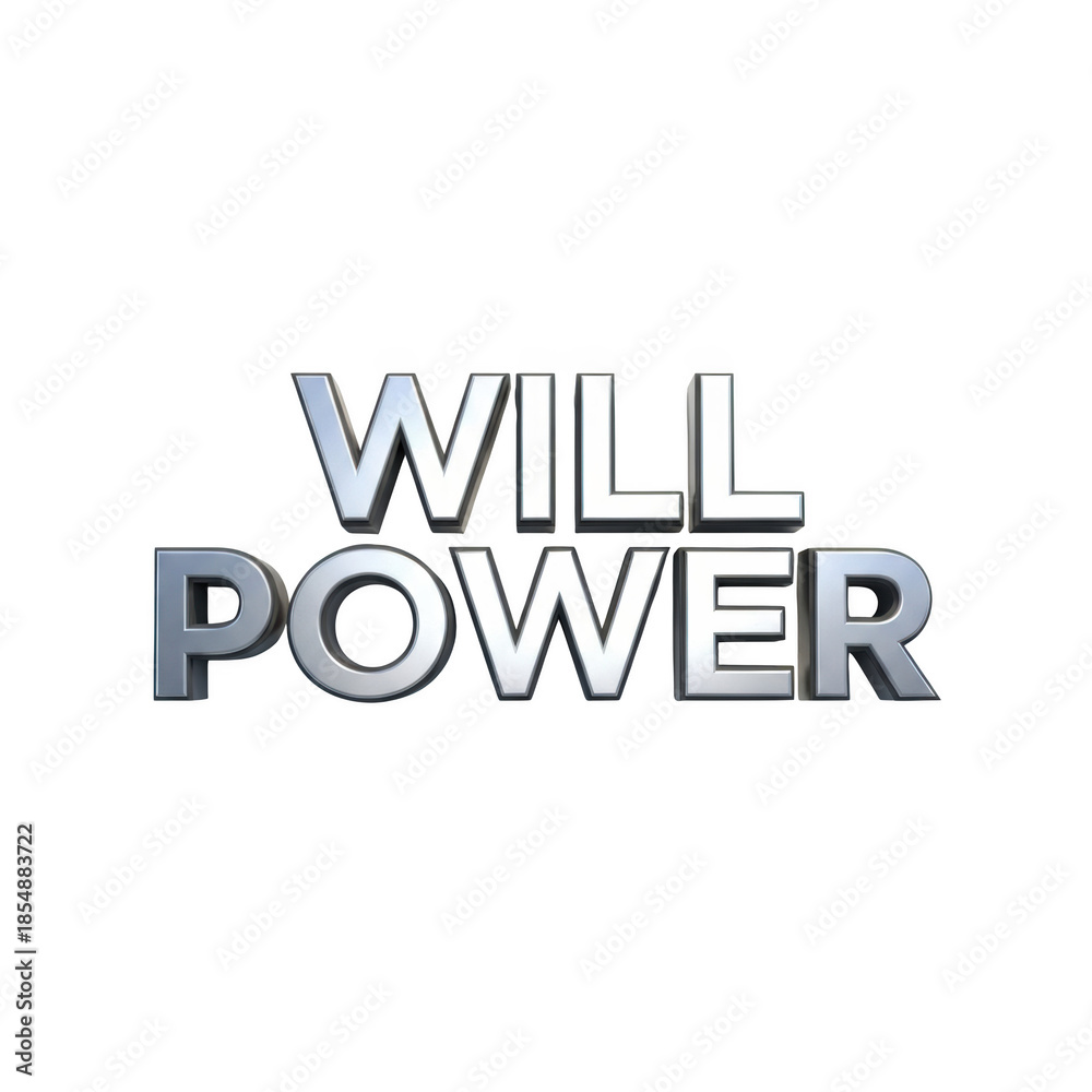 Fototapeta premium Metallic Will Power text on black background word phrase