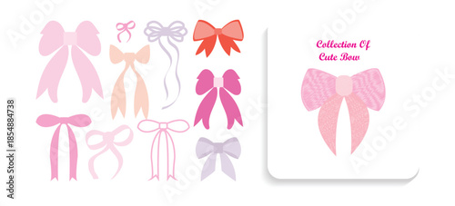 Cute colorful ribbon bow vector collection.