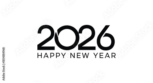 Bold graphic display of 2026 and happy new year text a celebratory design element