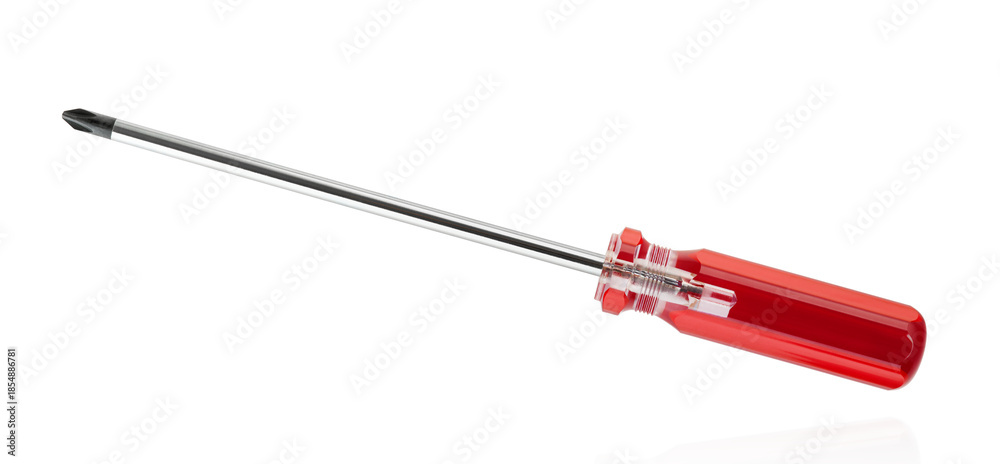Fototapeta premium Phillips screw driver red colors isolated on white background isolated in white background with clipping path. Design element.